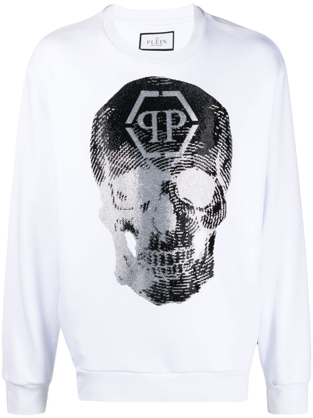 Skull logo-print crew-neck sweatshirt - White