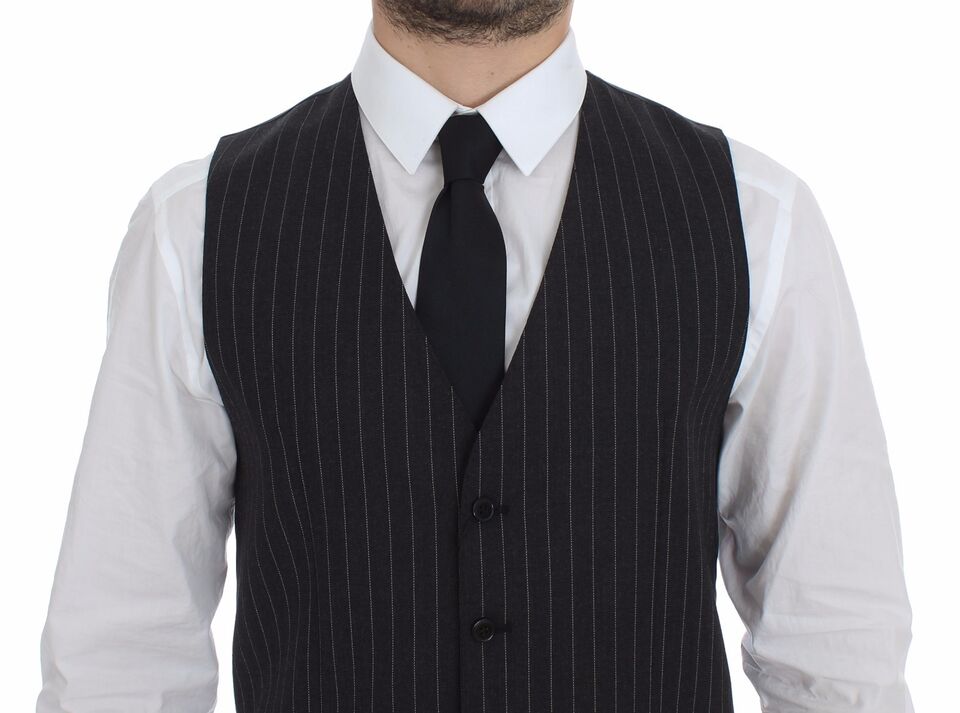 Pinstripe Wool Vest — Gray