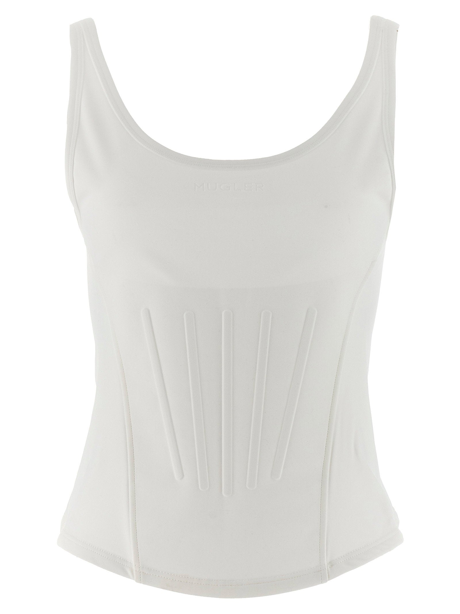 Corseted Stretch Tank Top — White