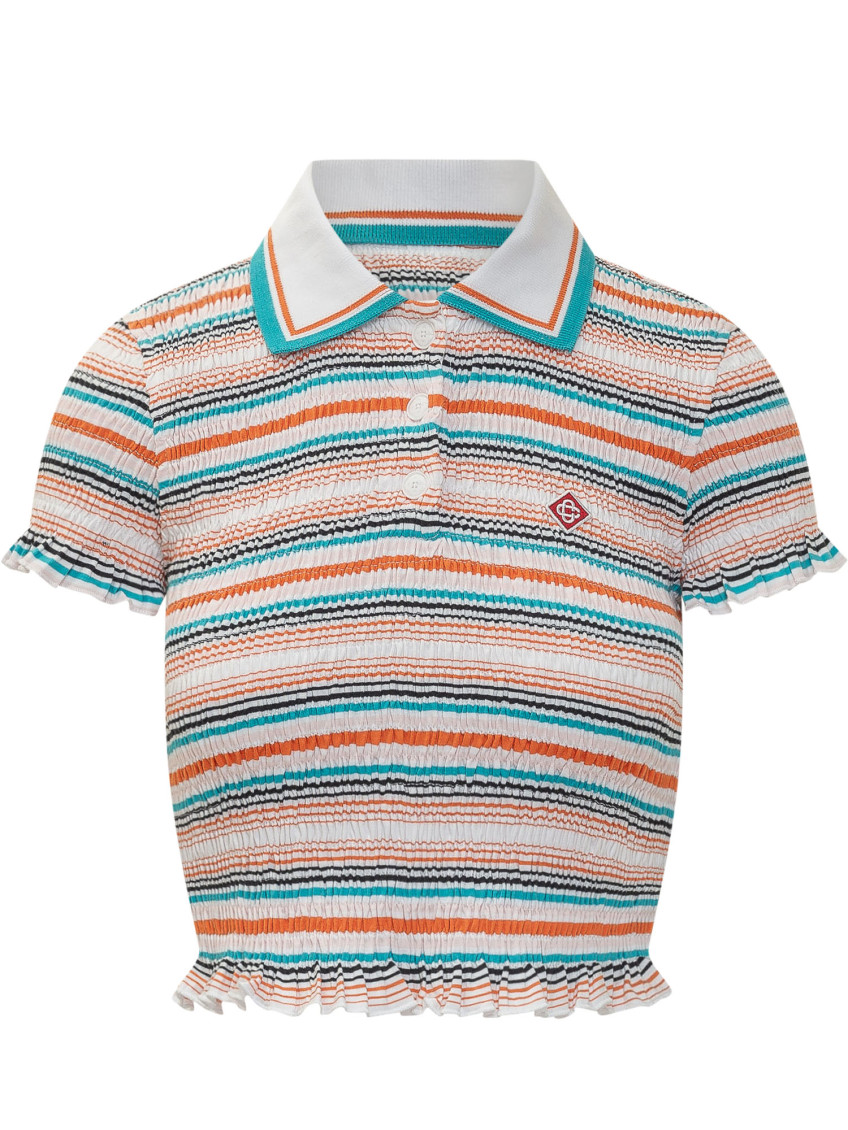Multicolor Stripes Shirt Collar Polo