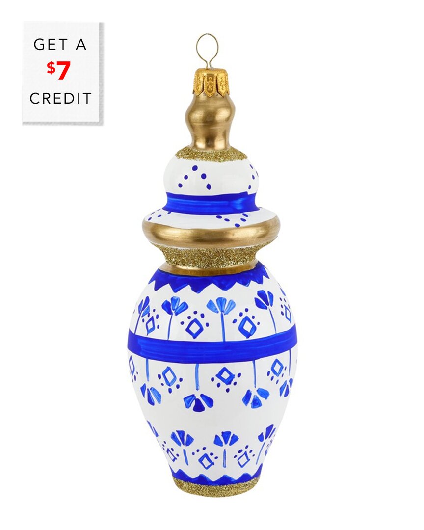 Ornaments Figural Ginger Jar With Small Flowers Ornament With $7 Credit