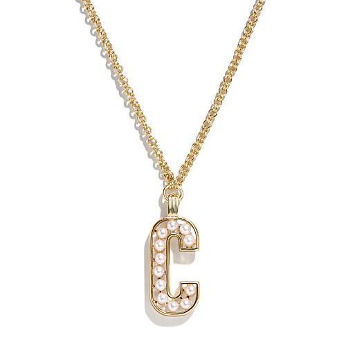 "20"" Goldtone Simulated Pearl Initial Drop Necklace