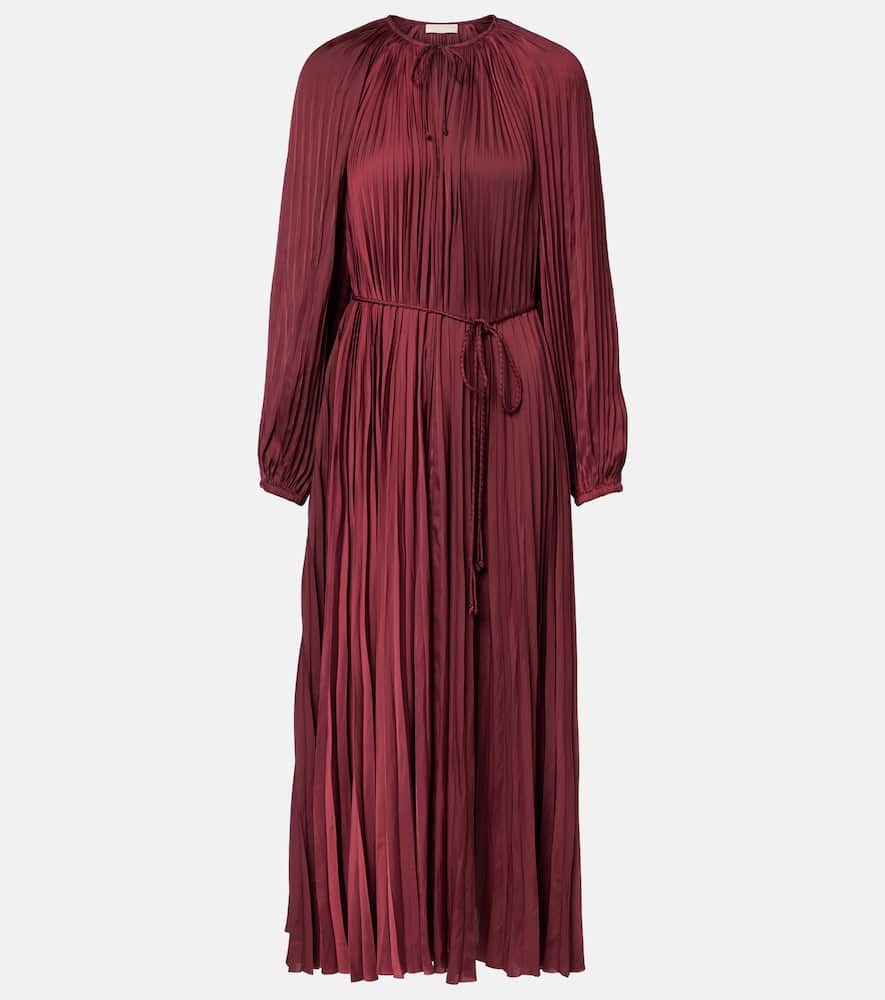 Alexia satin plissé midi dress