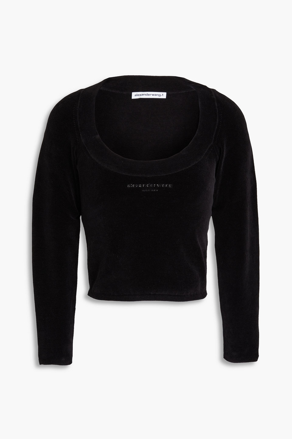 Cropped cotton-blend chenille top