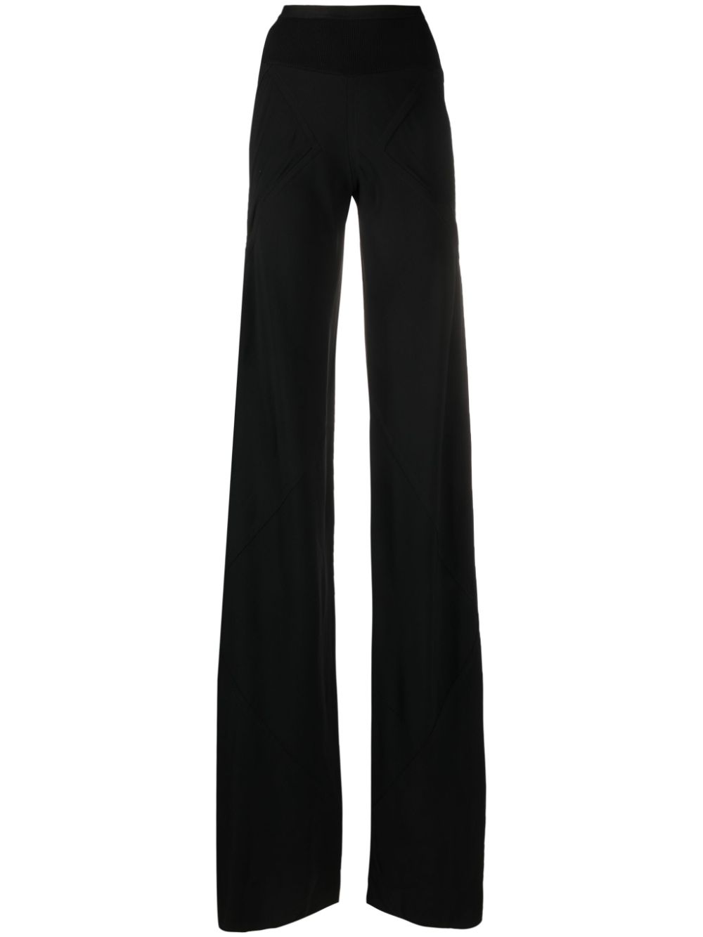 Long-line ribbed trousers - Black