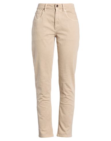 Woman Jeans Beige Size 10 Cotton, Elastane