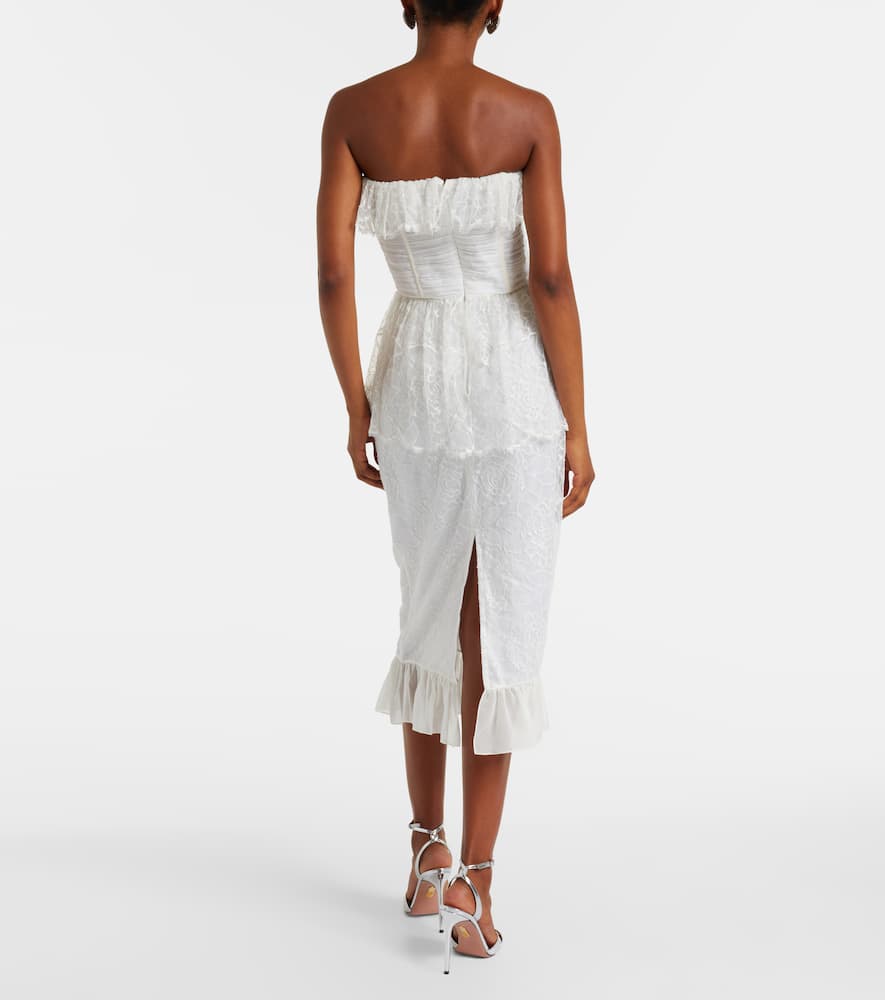 Lace and silk georgette bustier dress