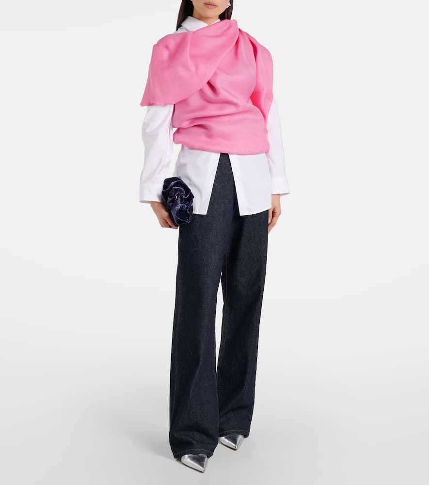Draped silk satin top