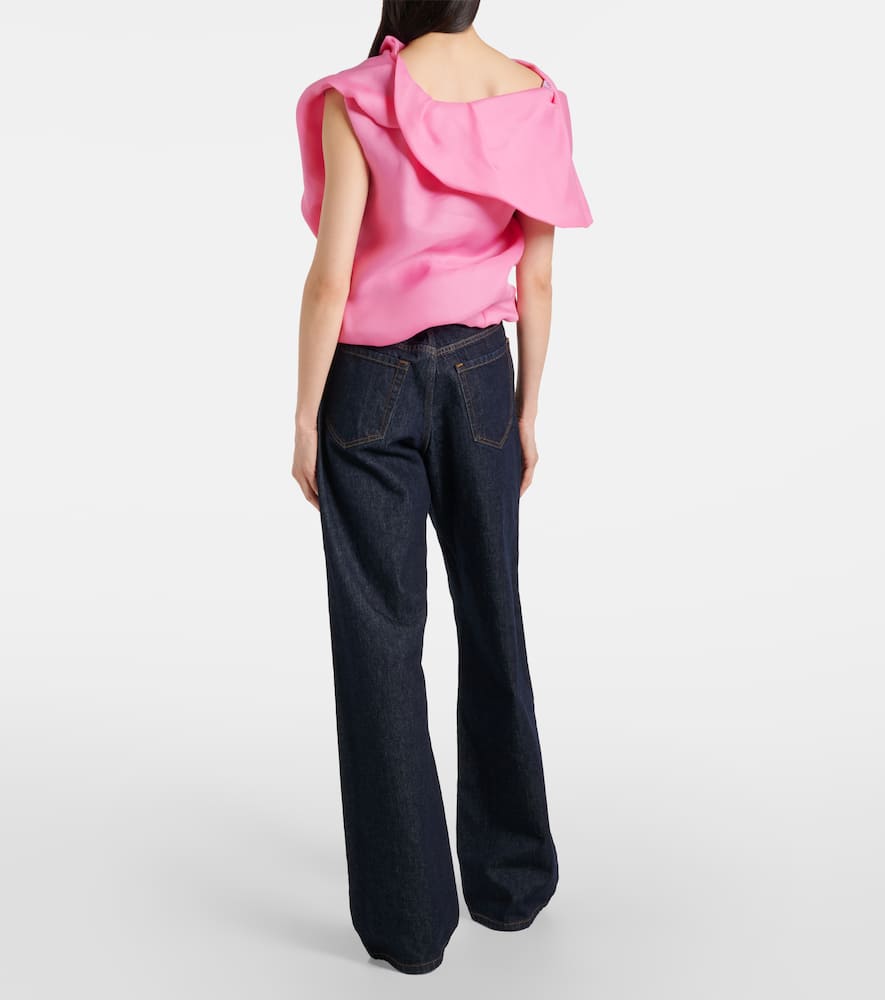 Draped silk satin top