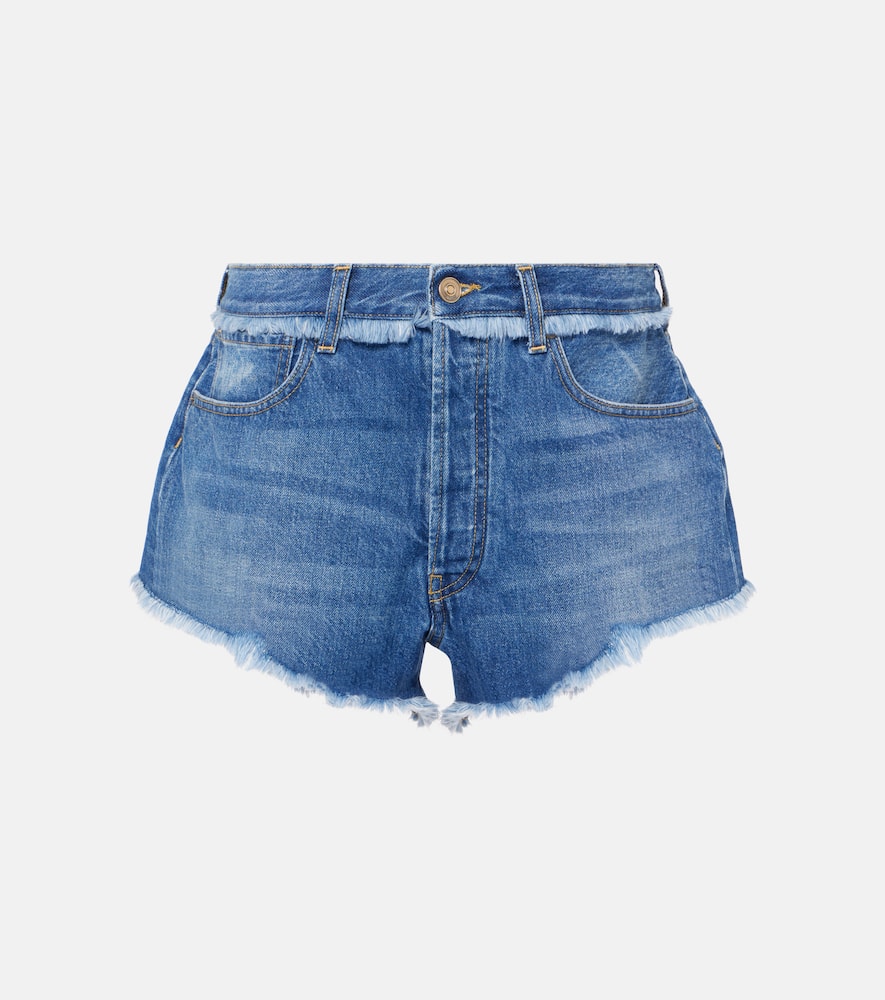 Fringed denim shorts