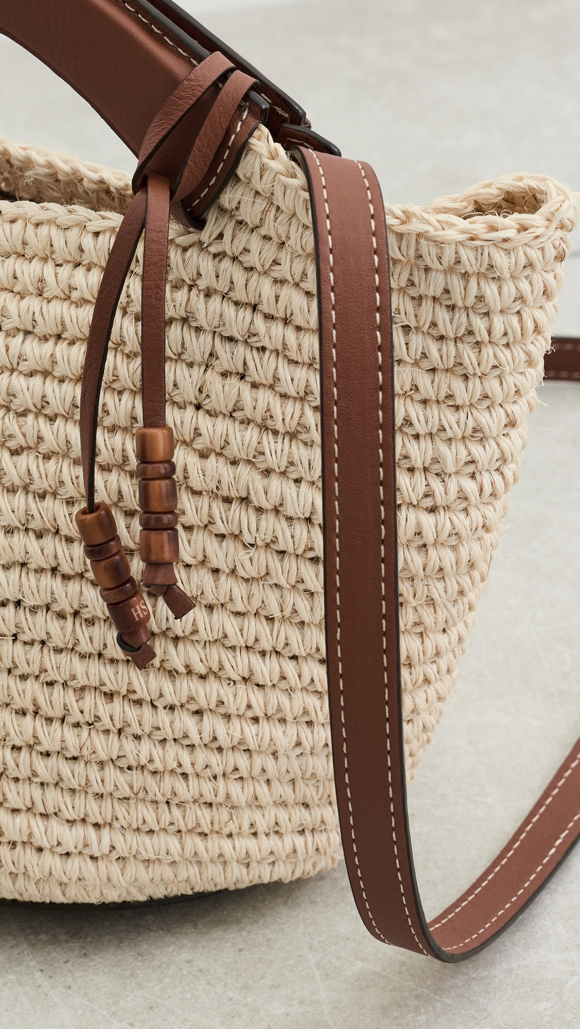 The Small Woven Shopper Tote Natural/Cognac One Size