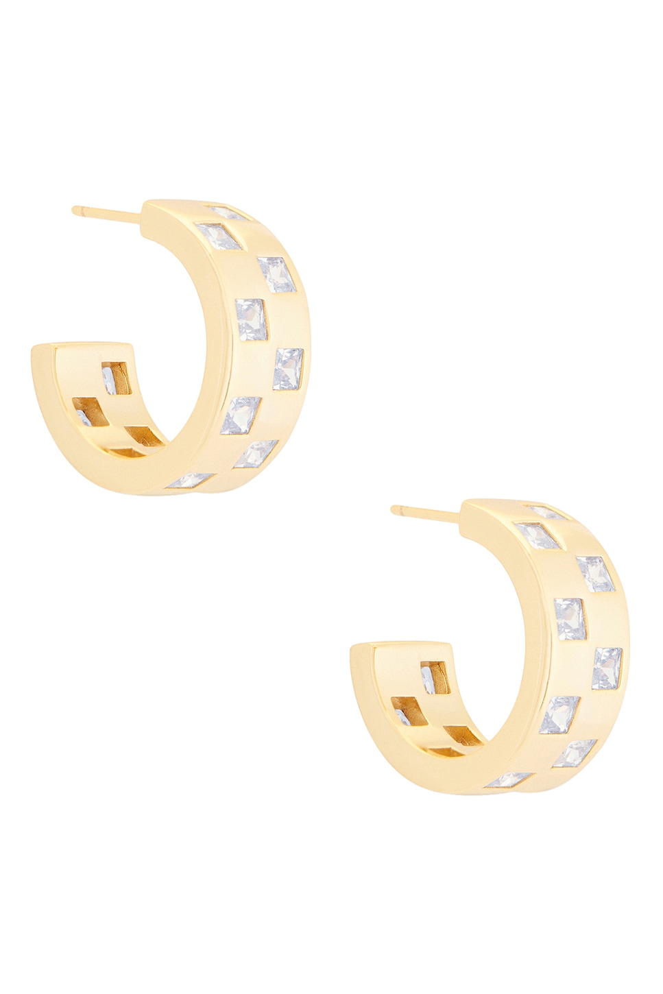 MEGA Checkered Wide Earring in Metallic Gold