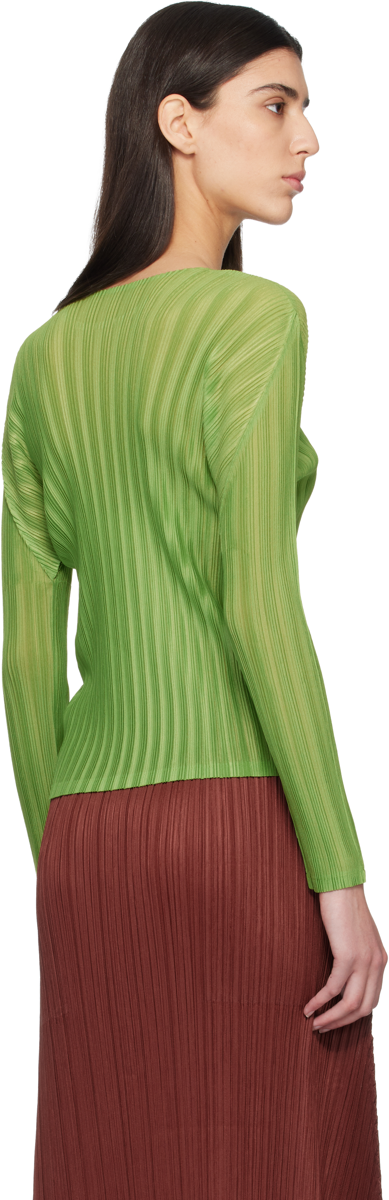 Green Rib Pleats November Top