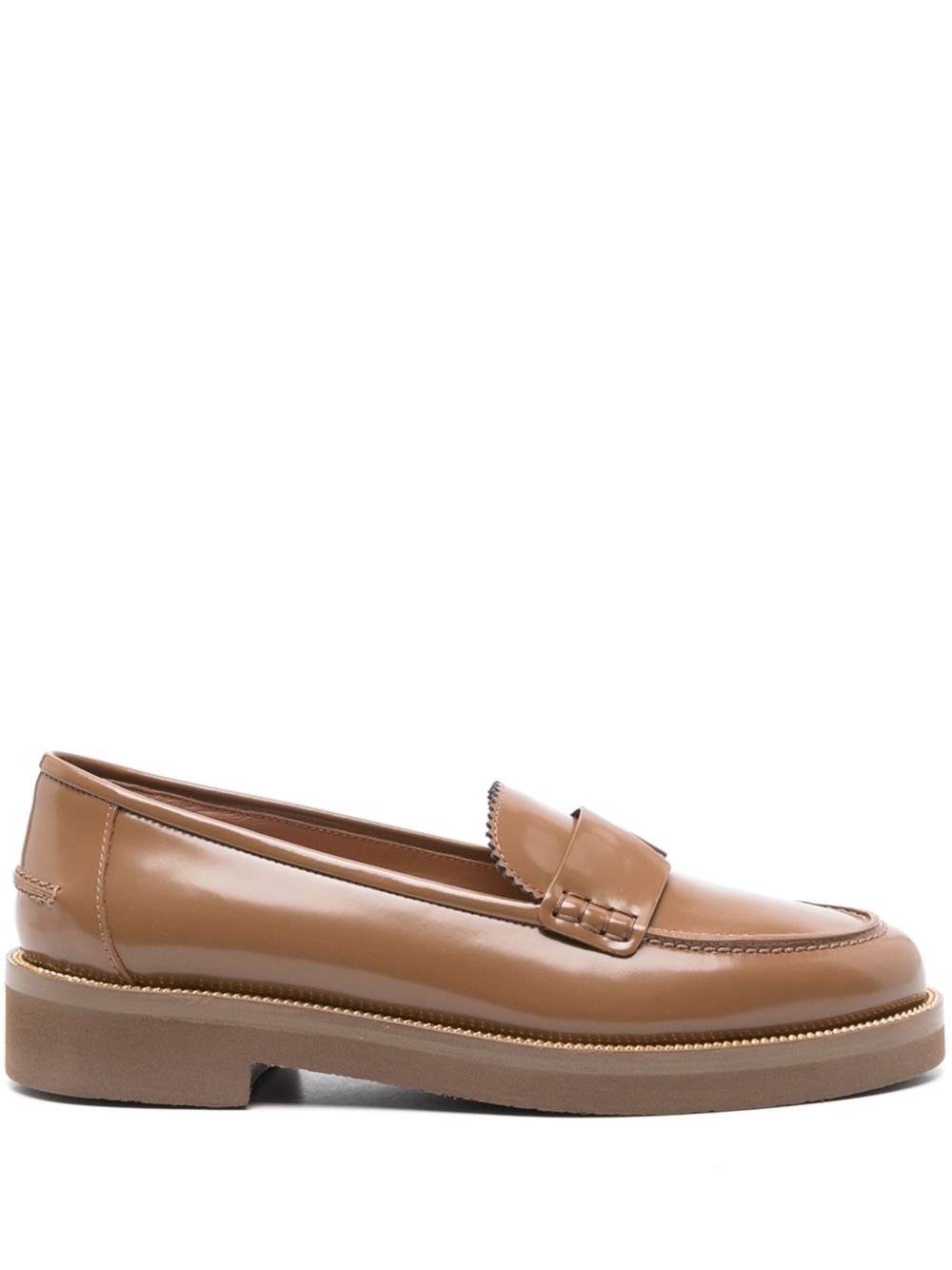 Aqua leather loafers - Brown