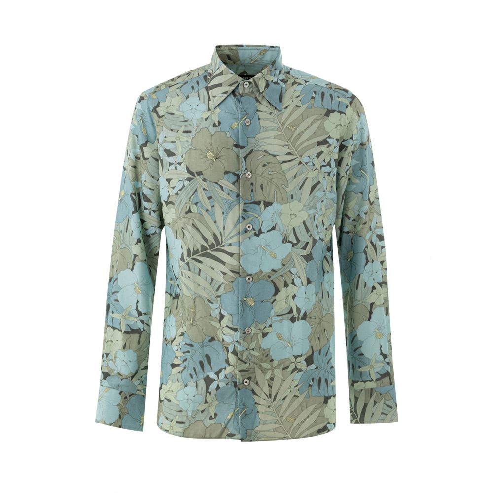 Floral Print Lyocell Shirt — Blue