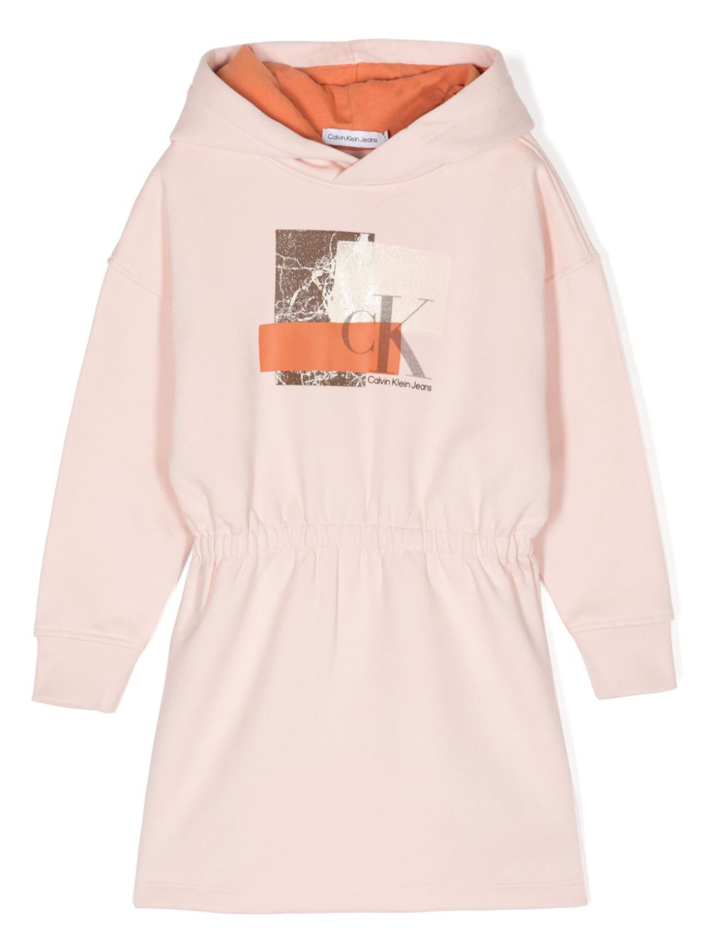 Monogram-print hoodie dress - Pink