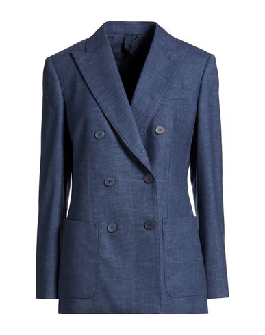Woman Blazer Slate blue Size 10 Virgin Wool, Elastane