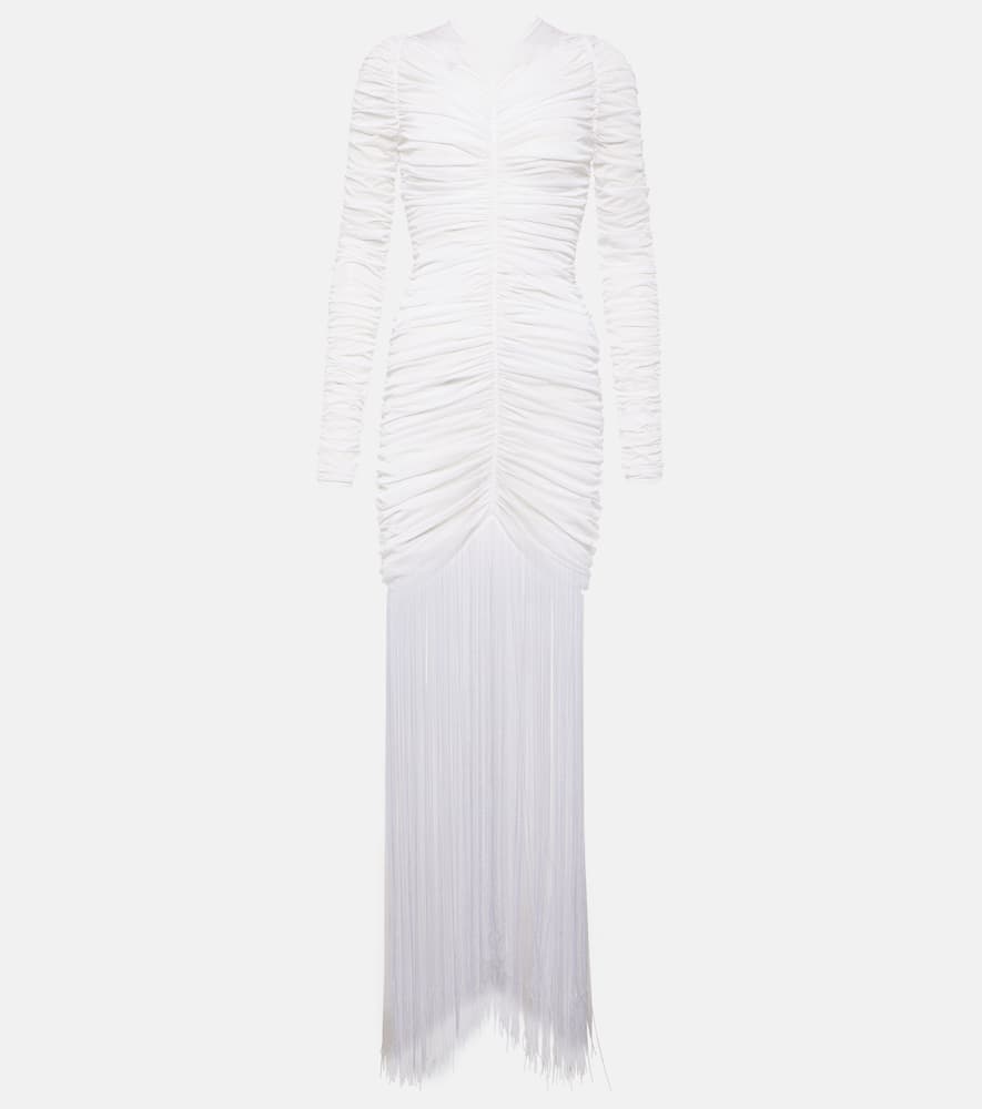 Guisa fringed shirred silk-blend gown