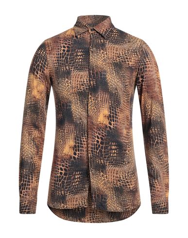 Man Shirt Camel Size 34 Viscose