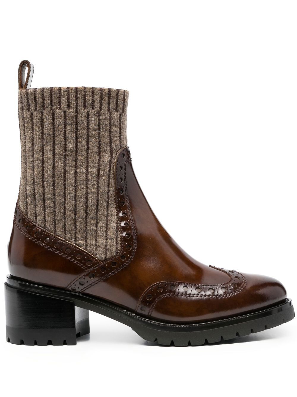 Sock-style ankle boots - Brown