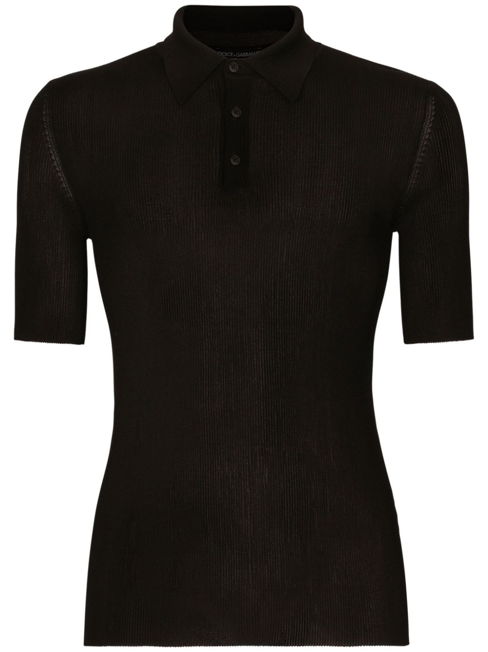 Button-fastening polo shirt - Black