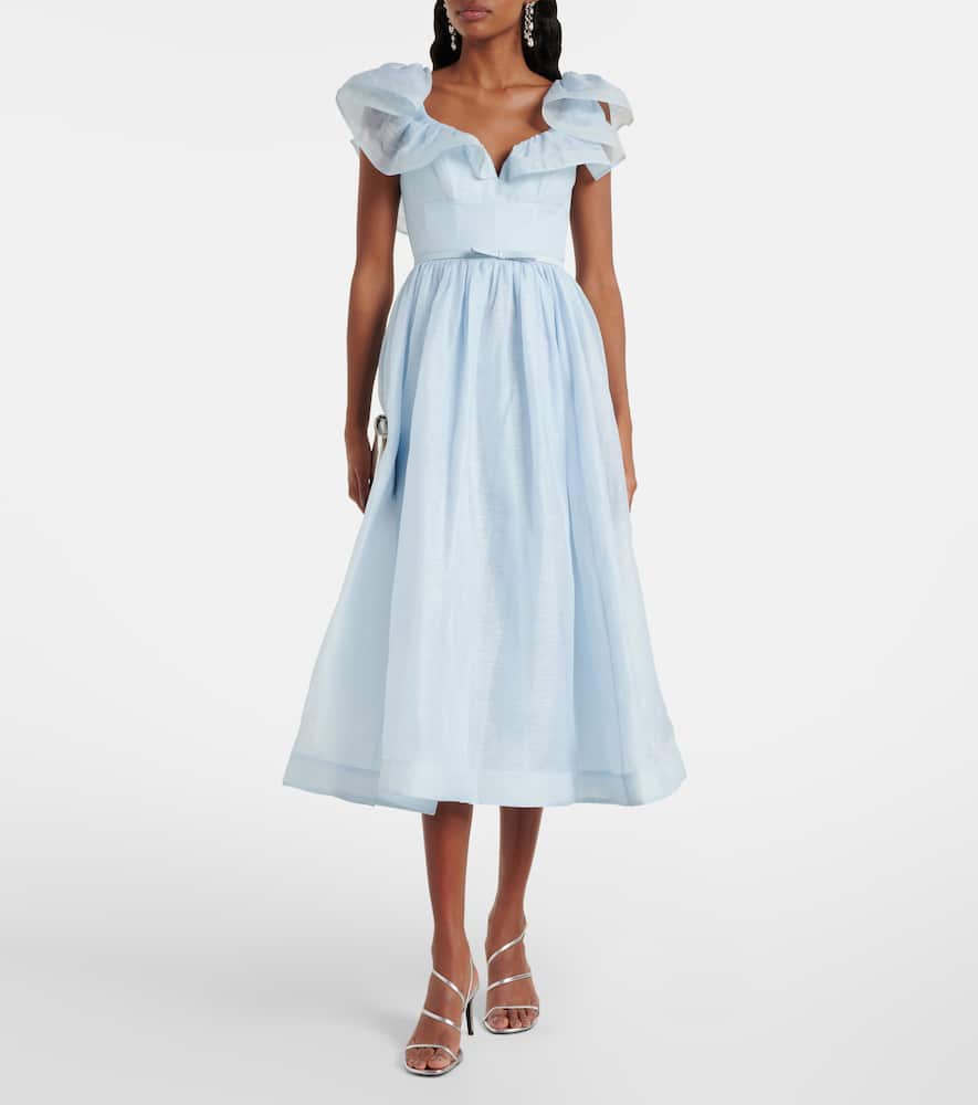 Dawning linen and silk midi dress
