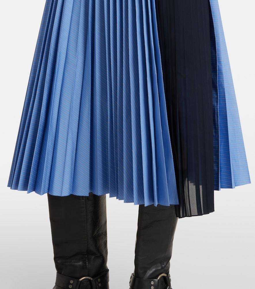 Striped cotton-blend poplin midi skirt