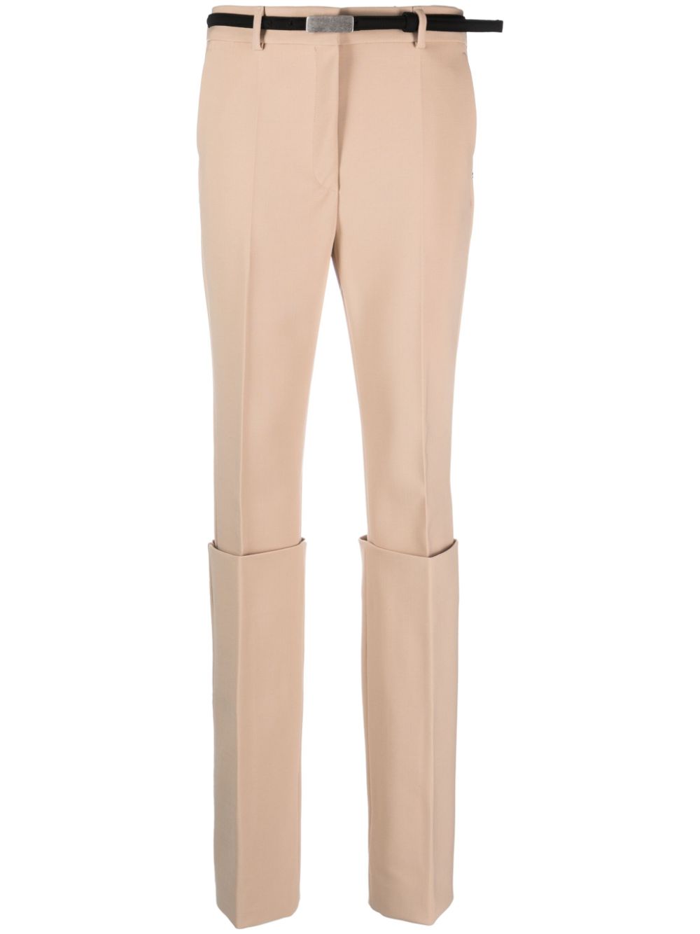 Turn-up hem slim-fit trousers - Black