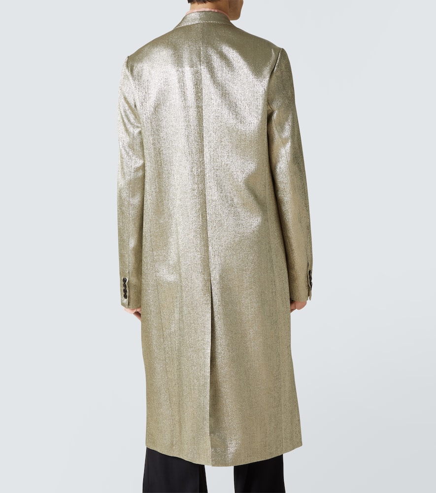 Double-breasted lamé coat