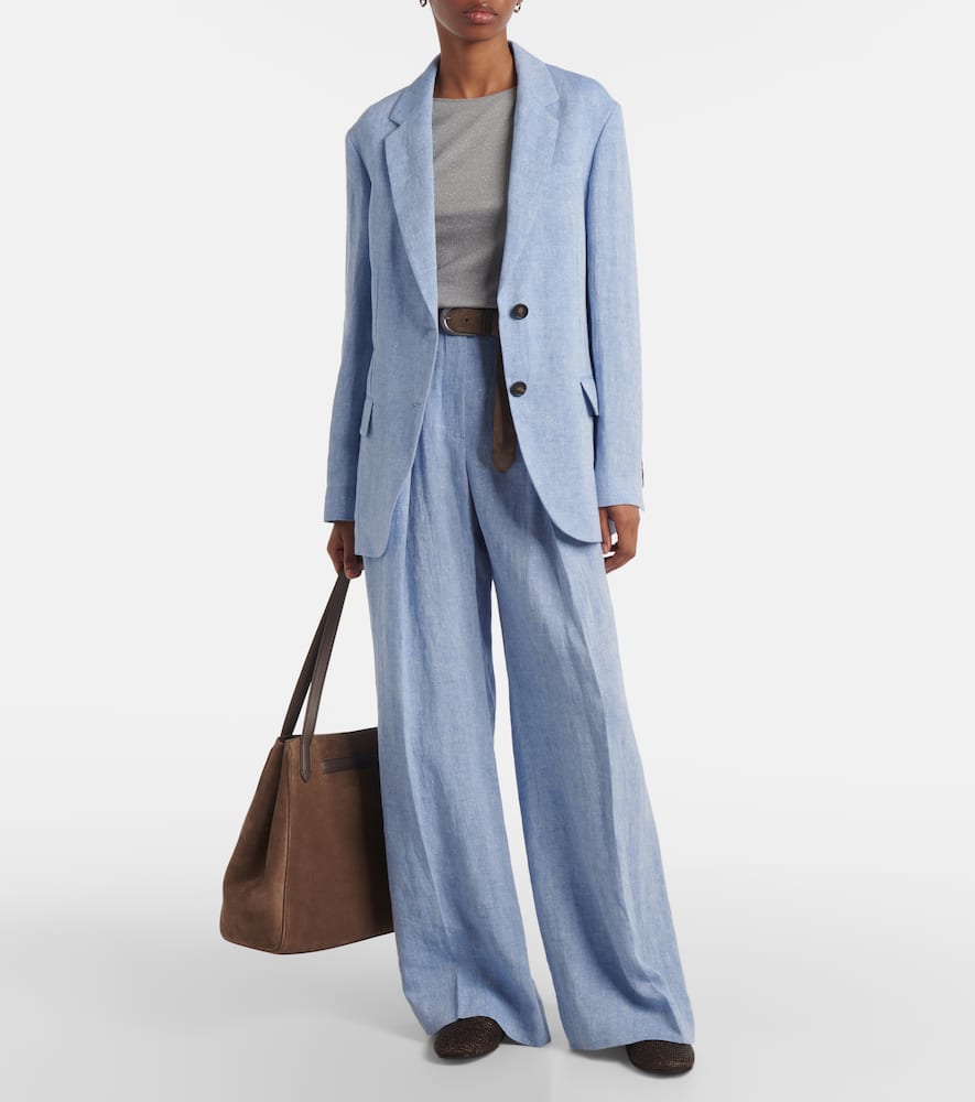 Linen-blend blazer