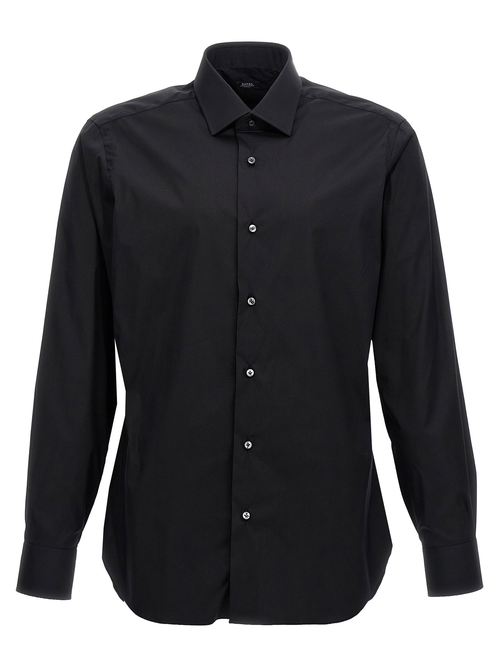Stretch Cotton Poplin Shirt — Black