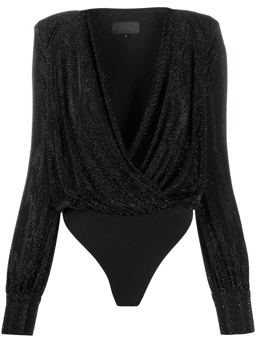 Crystal-embellished wrap bodysuit - Black