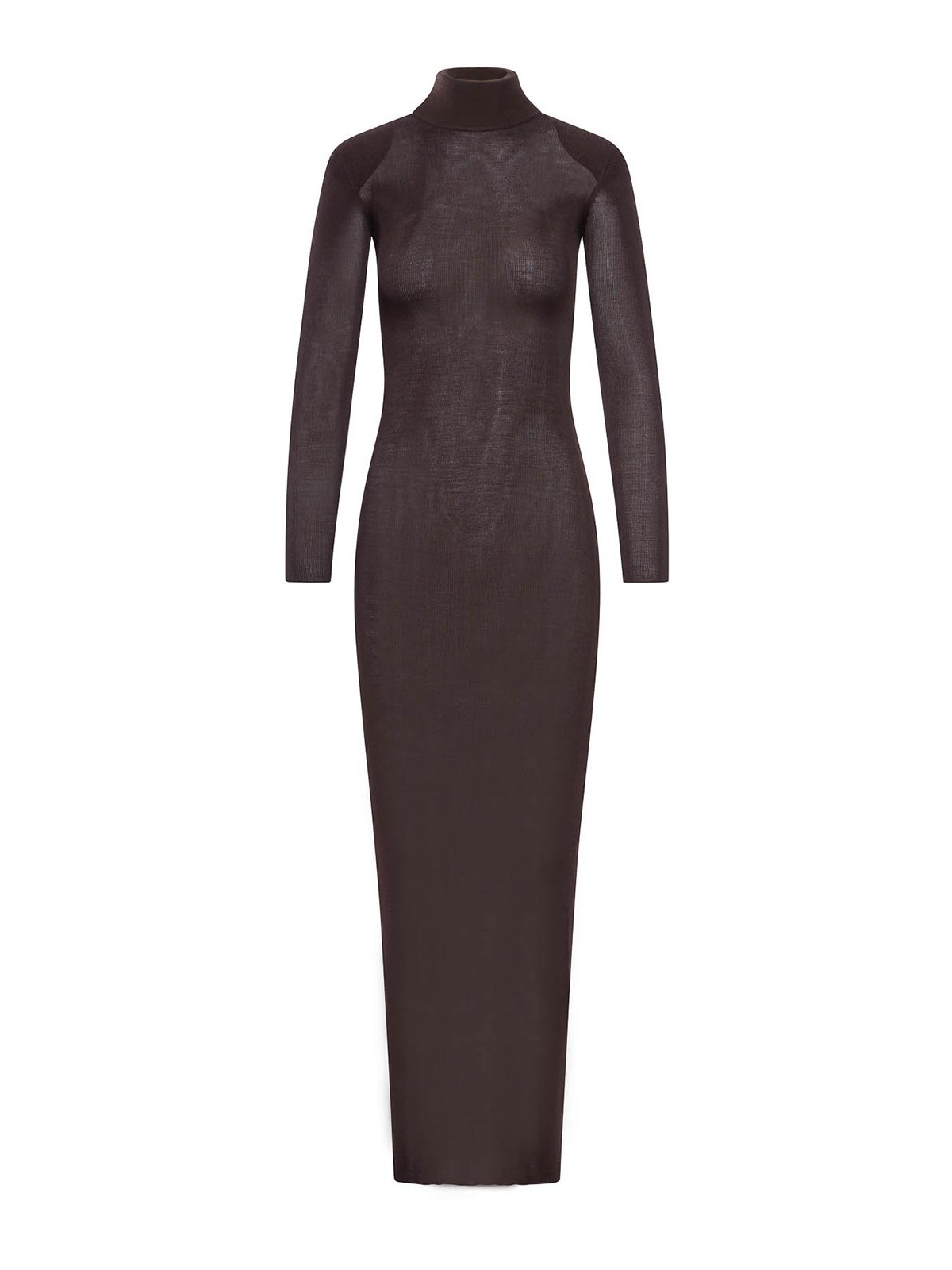 Brown Viscose Knit Maxi Dress