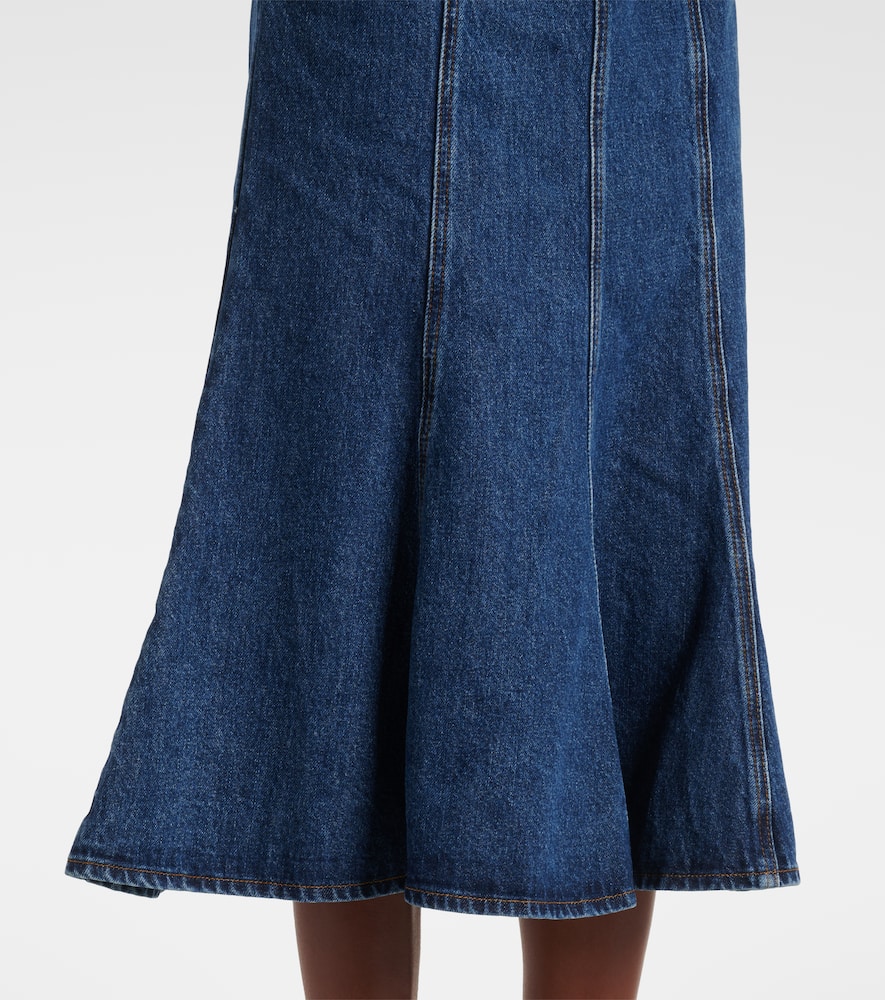 Self-Portrait Flared denim midi dress