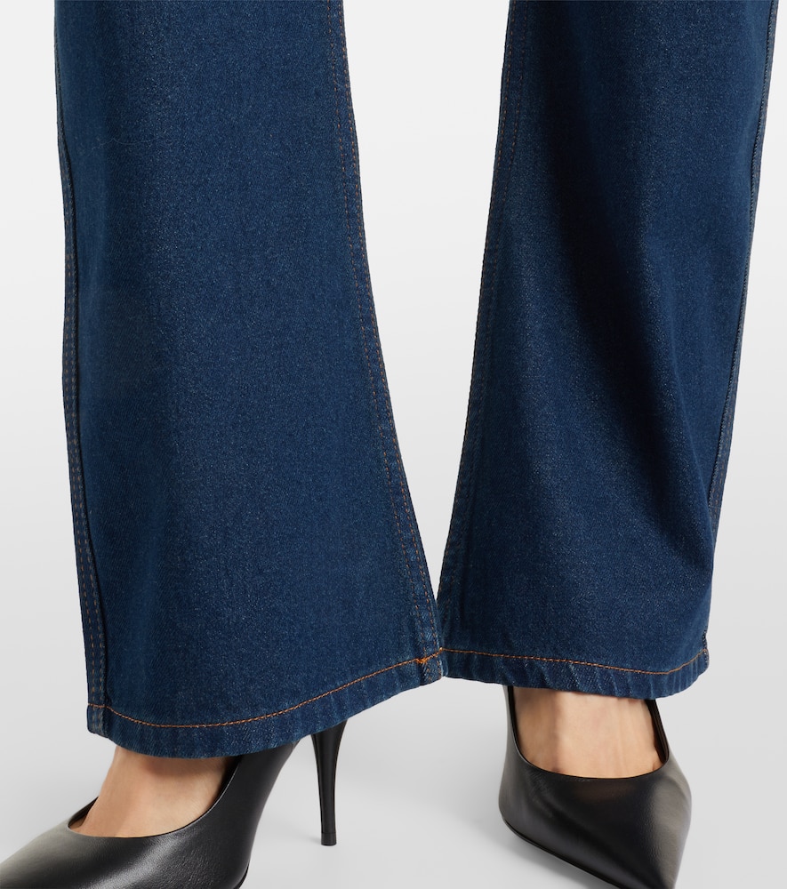 Printed mid-rise wide-leg jeans