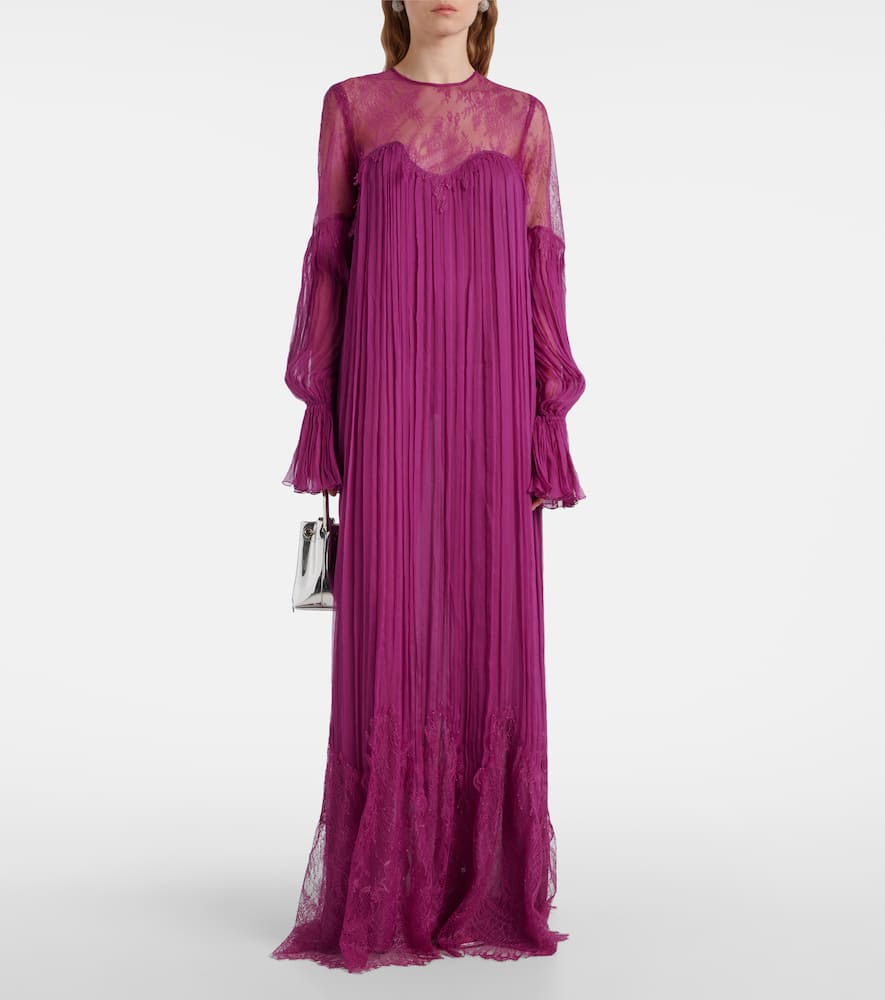 Renia silk-blend lace gown