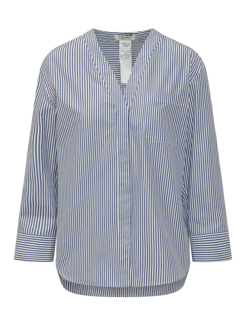 Blue V-Neck Stripes Shirt