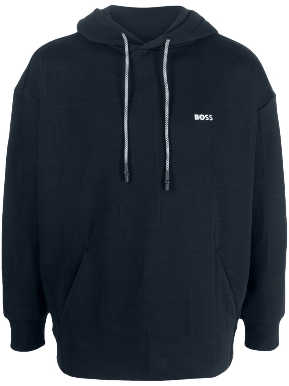 Logo-embroidered drawstring hoodie - Blue