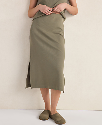 Ann Taylor Haven Well Within Organic Cotton Rib Knit Midi Skirt
