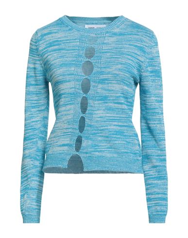 Samsøe Φ Samsøe Woman Sweater Azure Size L Recycled cotton, Recycled polyester