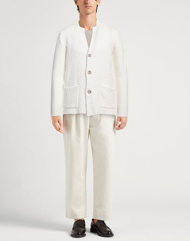 Alpha Studio Man Cardigan White Size 36 Cotton