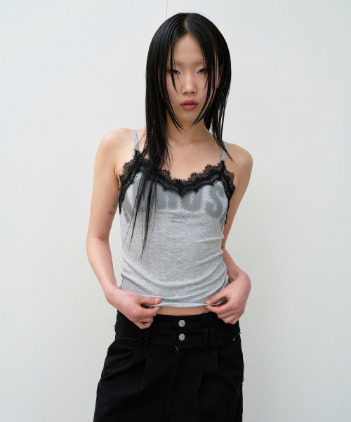 NO RUSH LACE SLEEVELESS GREY