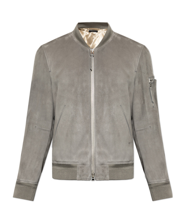 Ribbed Trim Bomber Jacket