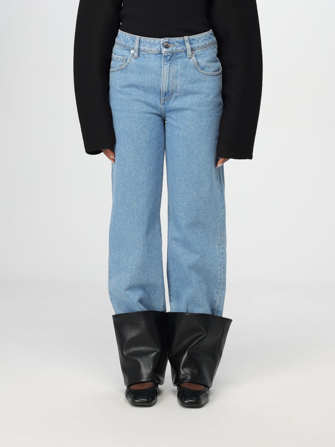 Turn-up detailed straight-leg jeans - Blue
