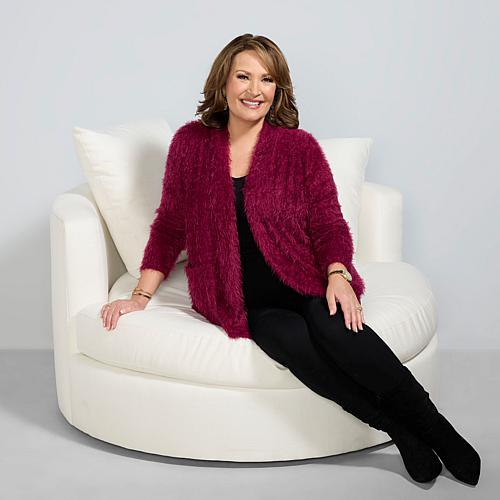 Colleen Lopez Open-Front Eyelash Cardigan - Black