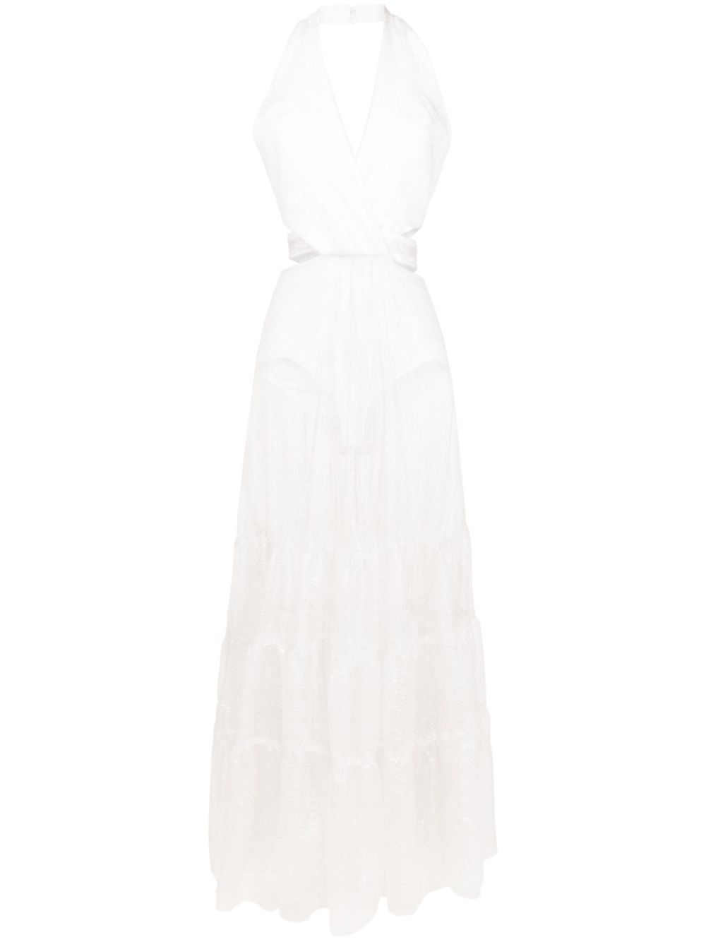 Milena sheer-panel maxi dress - White