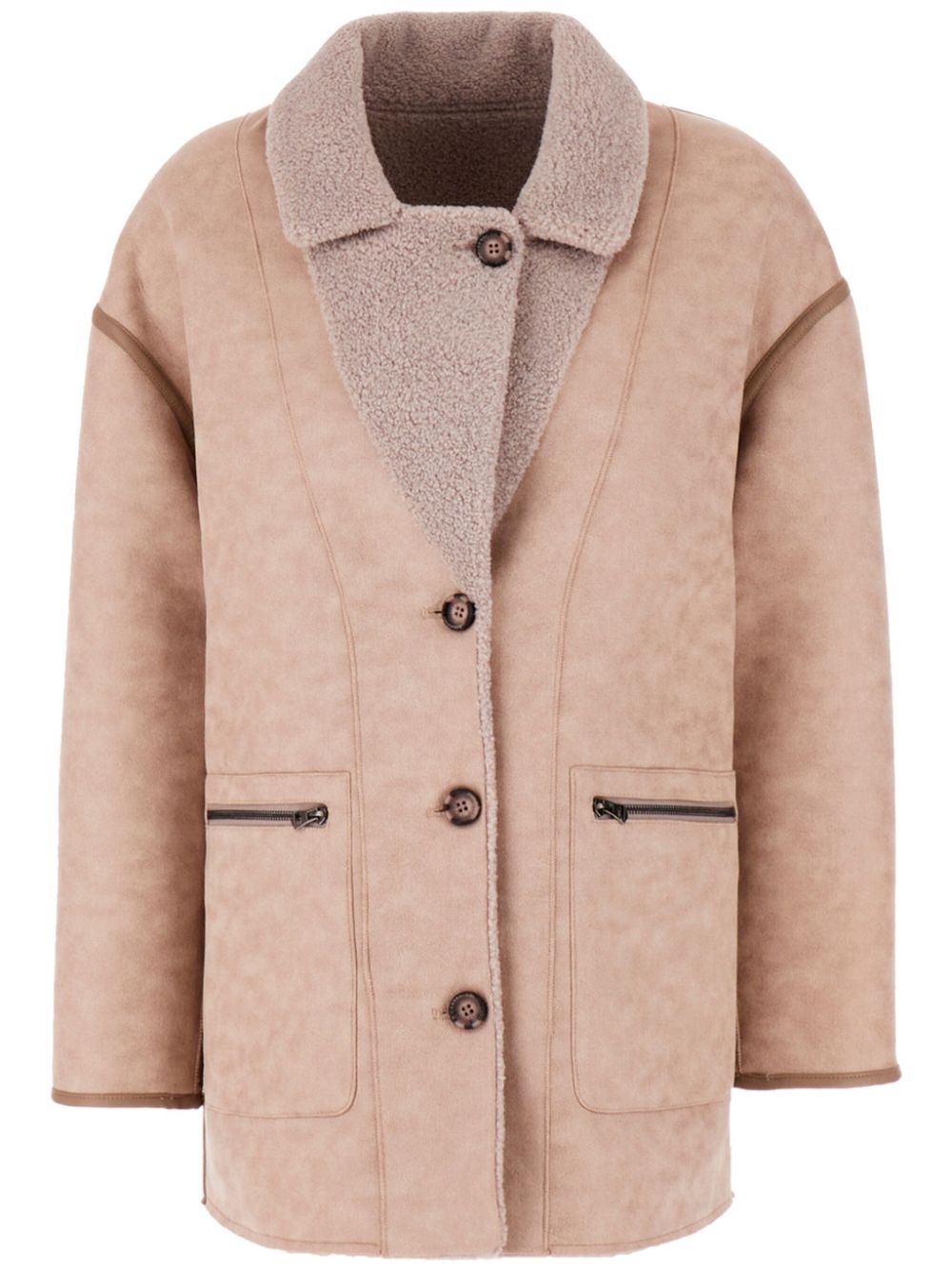 Reversible faux-shearling jacket - Neutrals