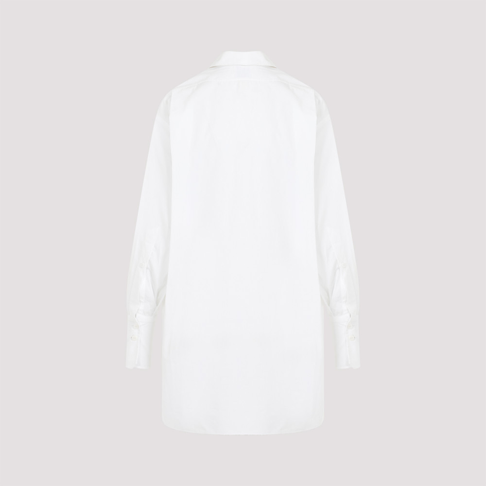 White Cotton Mini Shirt Dress