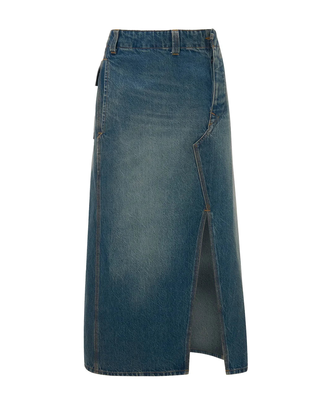Asymmetric Utility Skirt Washed Blue