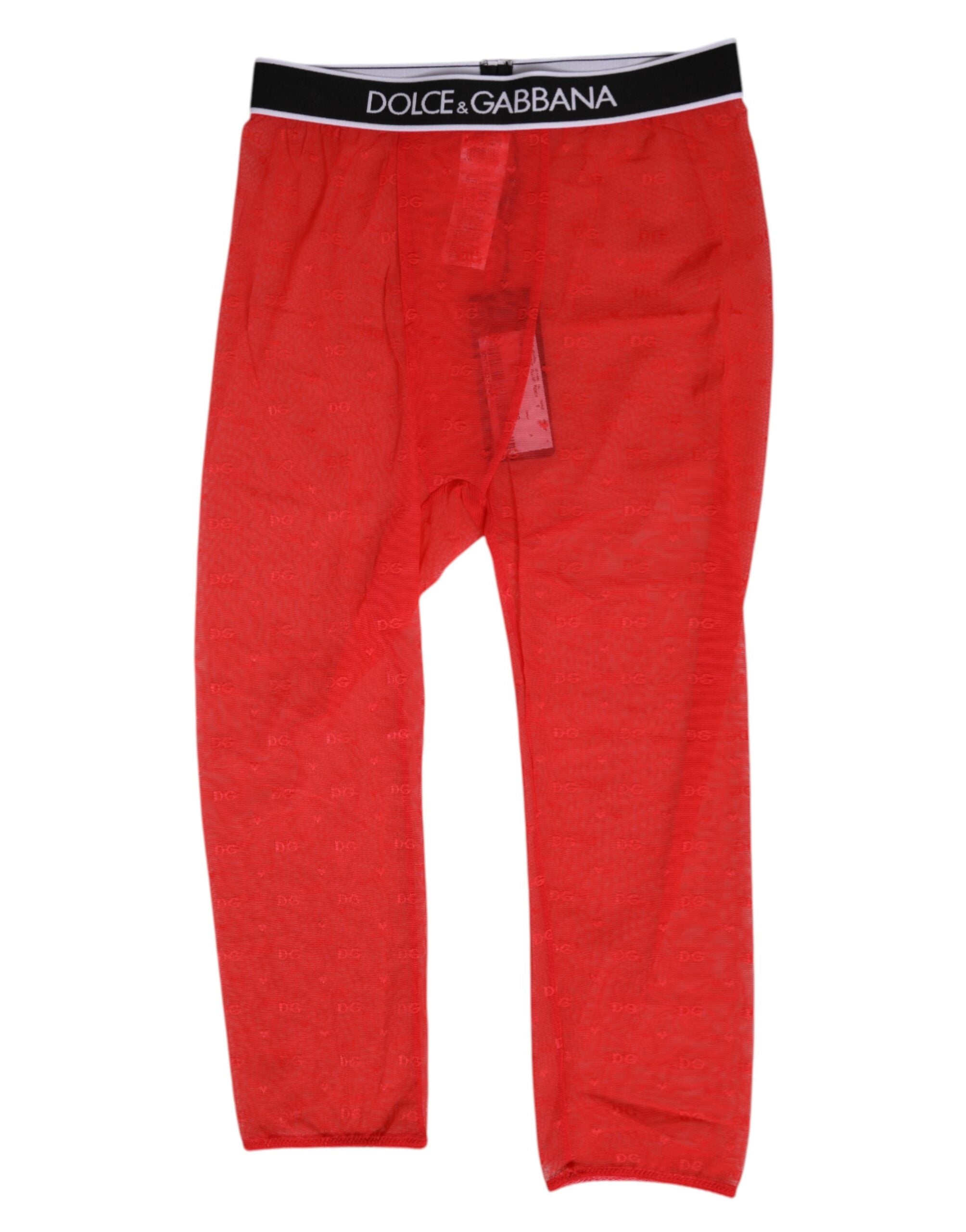Logo Lace Leggings — Red